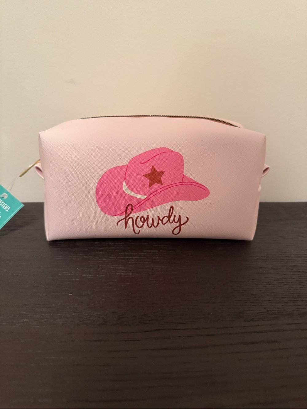 New! Pink 'Howdy' Western Cowgirl Travel Cosmetic Case Pouch Bag w/Zipper